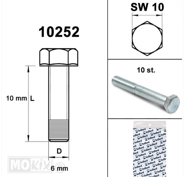 Bout M 6x 10 Elvz 8.8 10stuks - Bollard
