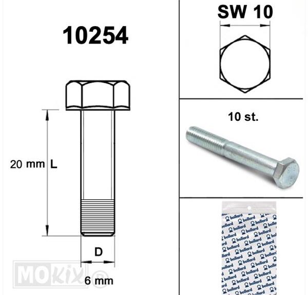 Bout M 6x 20 Elvz 8.8 10stuks - Bollard