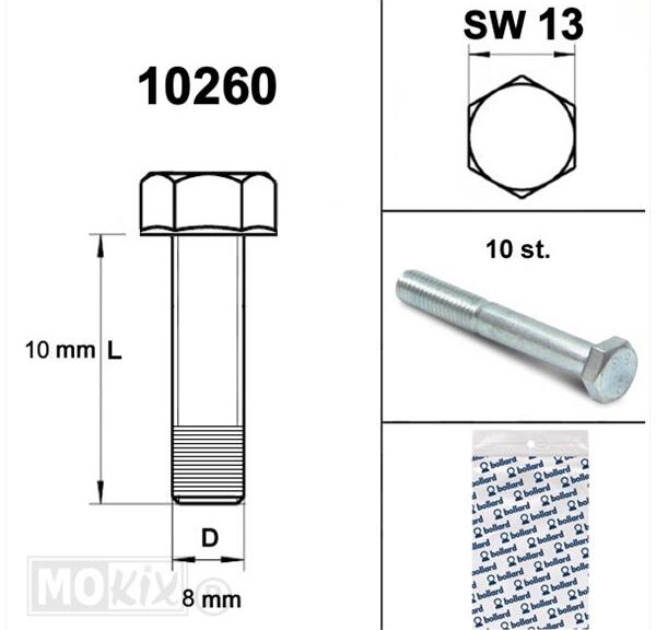 Bout M 8x 10 Elvz 8.8 10stuks - Bollard