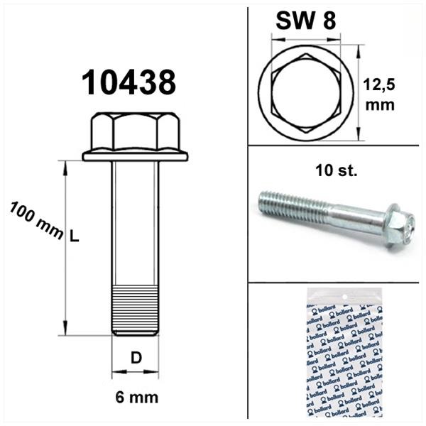 Flens Carter Bouten SW 8 M6x100 Blank (10) - Bollard