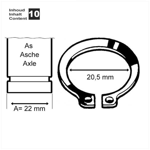 Circlip Uitwendig 22mm (As) DIN471 (10) - Bollard