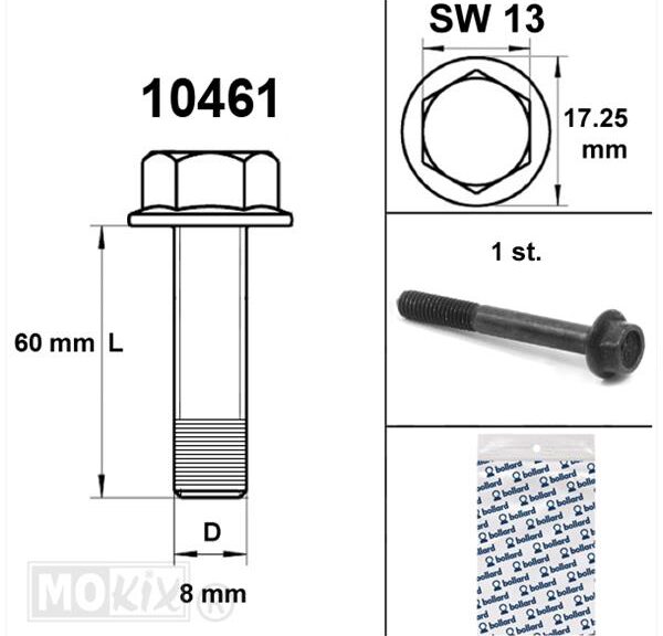 Flens Frame Bouten SW13 M8x60  Zwart (1) - Bollard