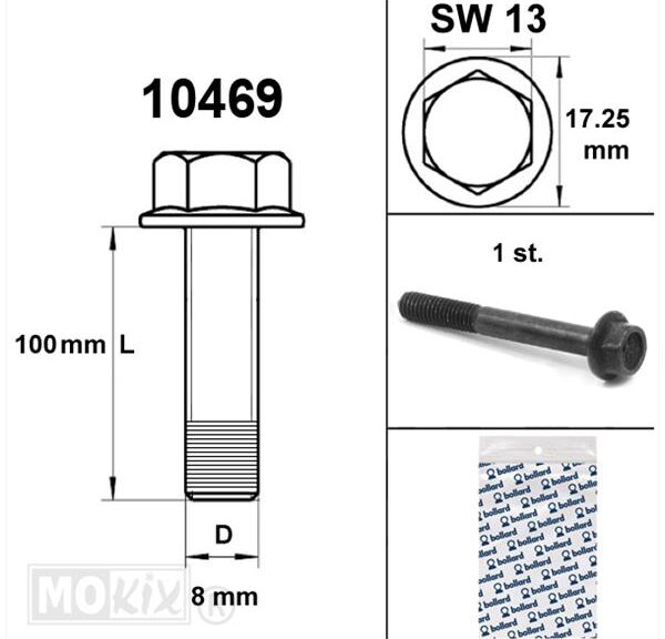 Flens Frame Bouten SW13 M8x100 Zwart (1) - Bollard