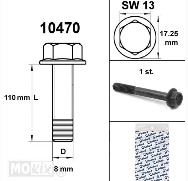 Flens Frame Bouten SW13 M8x110 Zwart (1) - Bollard