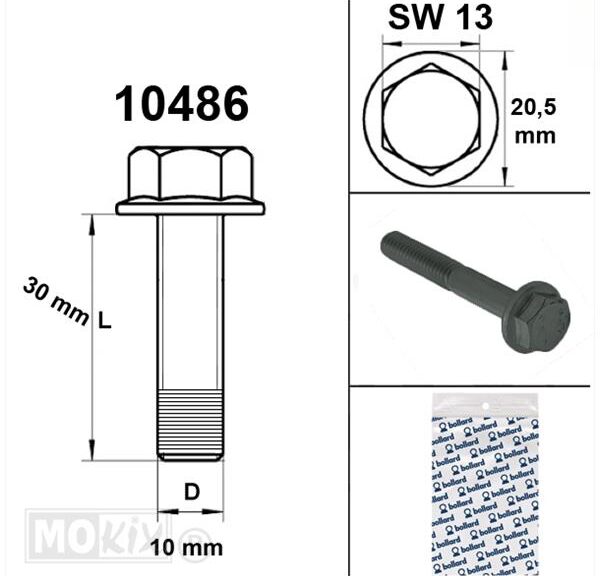 Flens Bout M10x1.25x30 Zwart (1) - Bollard