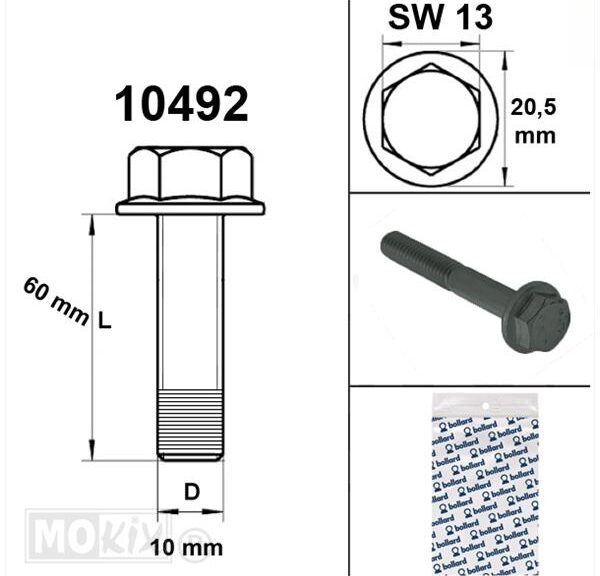 Flens Bout M10x1.25x60 Zwart (1) - Bollard