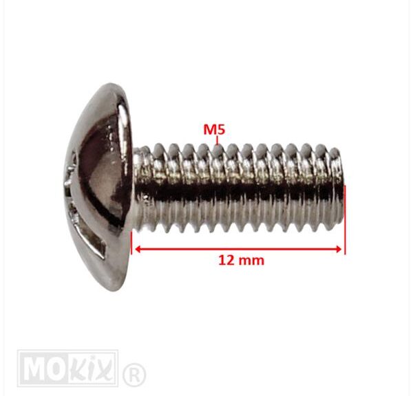 Plaatwerk Schroef M5x12 Kruiskop 14mm Chroom (6) - Bollard