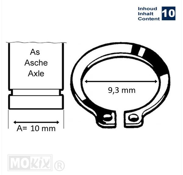 Circlip Uitwendig 10mm 10stuks - Bollard
