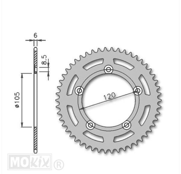 Achtertandwiel Aprilia RX03 420 105mm 5g 48t IGM"
