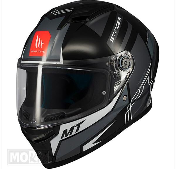 Helm Stinger 2 Tron Zwart/Grijs M - MT Helmets