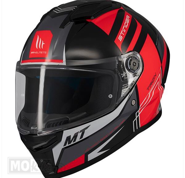 Helm Stinger 2 Tron Zwart/Rood M - MT Helmets