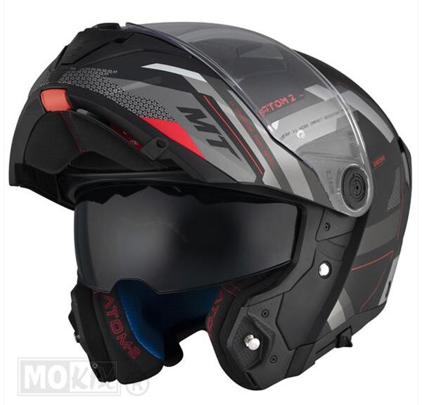 Helm Atom 2 SV Systeem Bast MAT Zwart/Rood