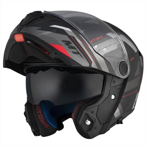 Helm Atom 2 SV Systeem Bast MAT Zwart/Rood M - MT Helmets