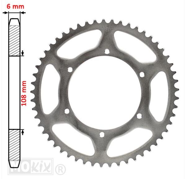 Achtertandwiel MH RX/Derbi GPR04 108mm 6g 53t IGM"