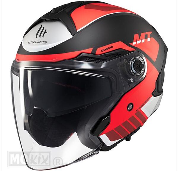 Helm JET Cosmo SV Cruiser MAT Zwart/Rood M - MT Helmets