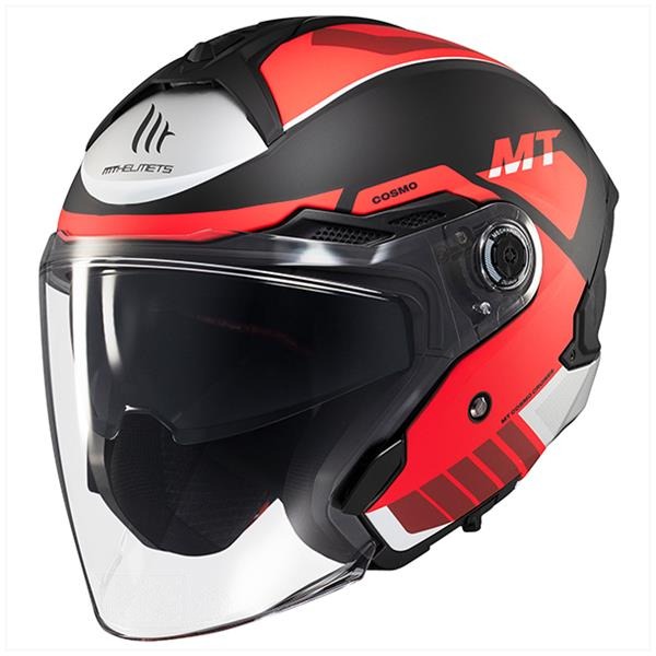 Helm JET Cosmo SV Cruiser MAT Zwart/Rood M - MT Helmets
