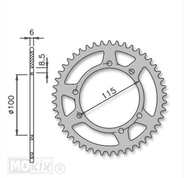 Achtertandwiel Beta/MH/Gilera 420 100mm 6g 50t IGM