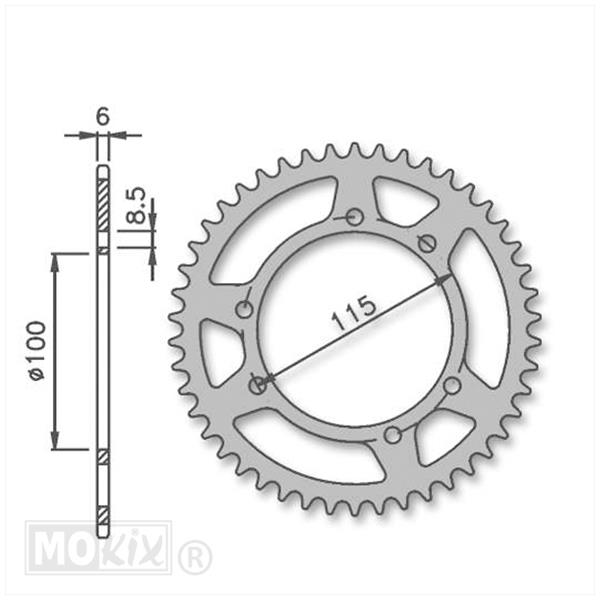 Achtertandwiel Beta/MH/Gilera 420 100mm 6g 50t IGM