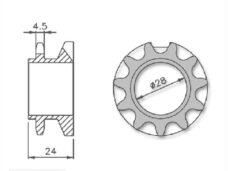 Voortandwiel Peugeot 103 SP/MVL 12 Tands IGM