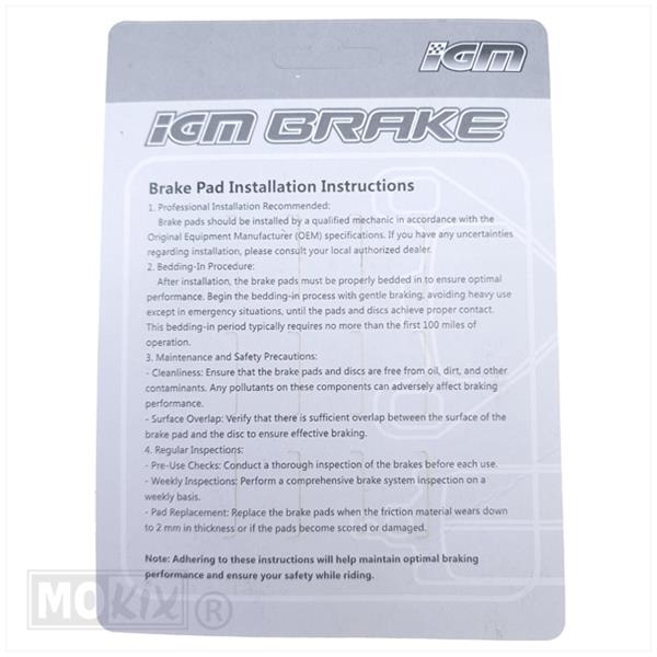 Remblokset IGM (SYM/PGO/Rieju) ECE R-90 - Afbeelding 2