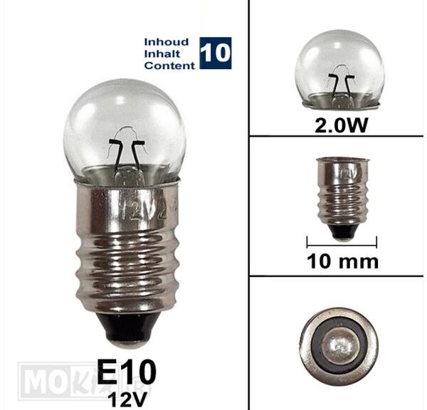 Lamp E10 12V 3.0W Flosser (10)