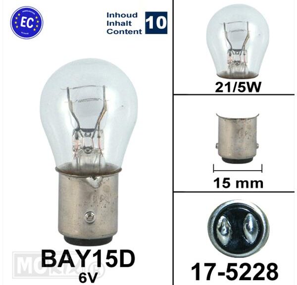 Lamp BAY15D  6V 21/5W Flosser CE (10)