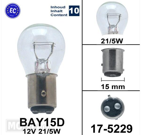 Lamp BAY15D 12V 21/5W Flosser CE Keur (10)