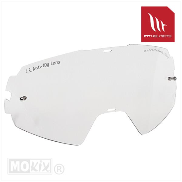 Lens Crossbril MT MX EVO Transparant Anti-FOG - MT Helmets