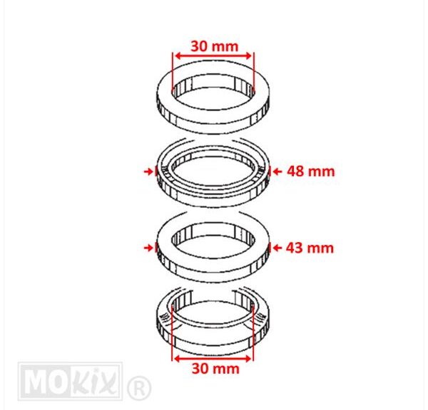 Balhoofdset Yamaha BW'S/Cygnus 03-10 125cc - Supertec