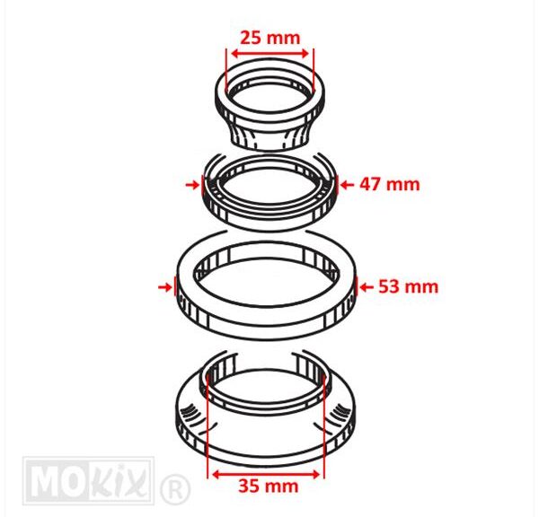 Balhoofdset Yamaha YPR T-MAX 10-11 125/250cc - RMS