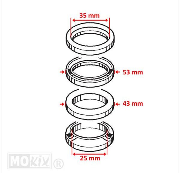 Balhoofdset Yamaha VPX/X-City/Versity 125/250/300 - RMS