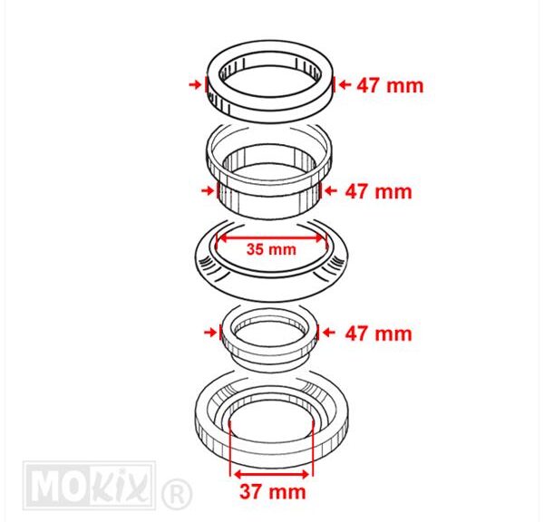 Balhoofdset Piaggio Beverly/Scarabeo 125/250 - RMS