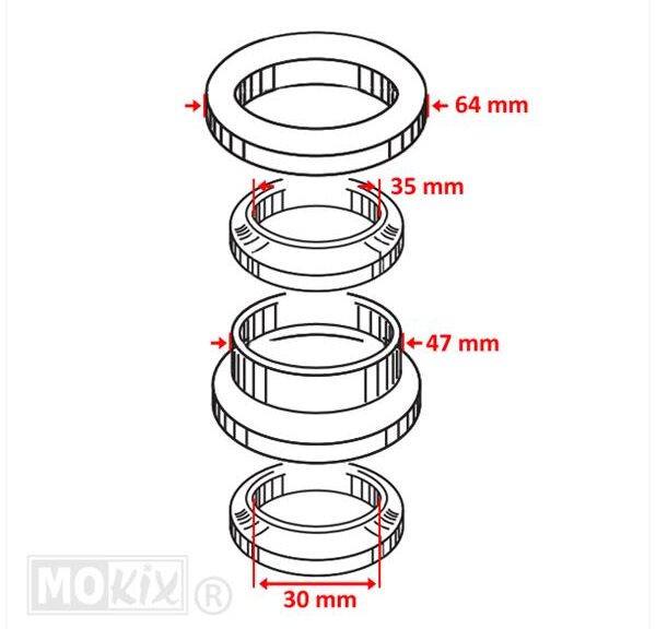 Balhoofdset Piaggio NEXUS/X7 125/250/300cc - RMS