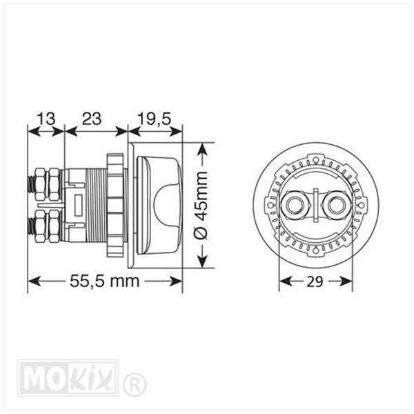 Massa Schakelaar Drie Functies Ø29mm 12/32V Lampa - Afbeelding 3