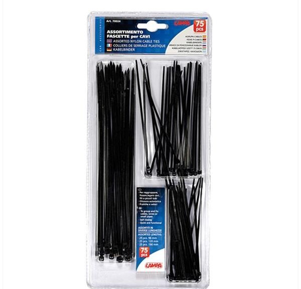 TIE-Rips/Trekbandjes Grote Sortie Zwart 75 Stuks - Lampa