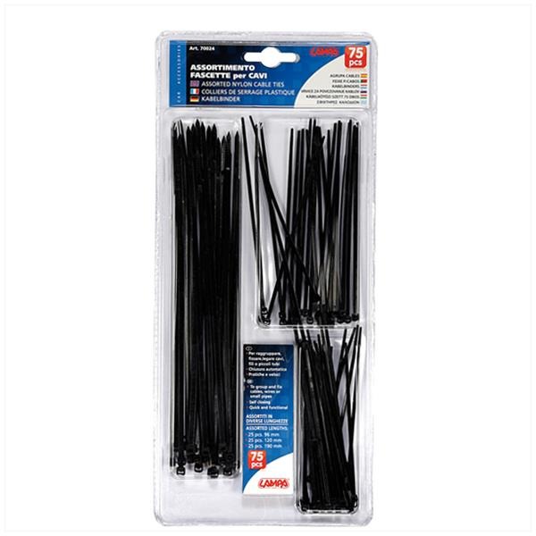 TIE-Rips/Trekbandjes Grote Sortie Zwart 75 Stuks - Lampa