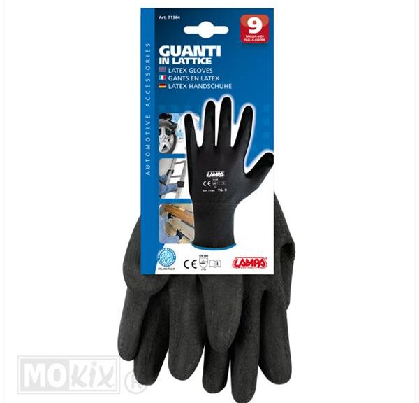 Werkhandschoenen Latex  Coated Zwart (Mt  9) (1) - Lampa