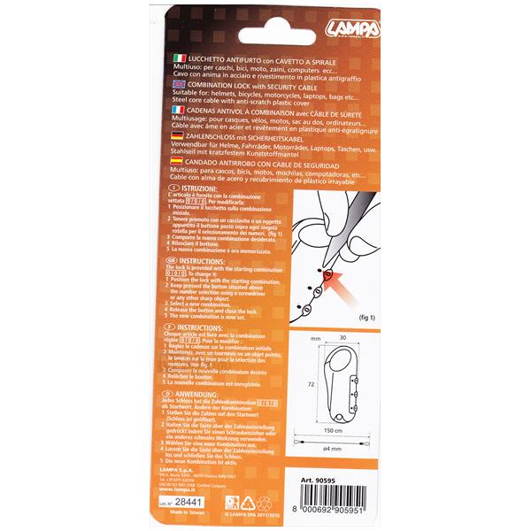 Kabel Slot Helm 3mm x150cm Lampa Spiraal Grijs - Afbeelding 3