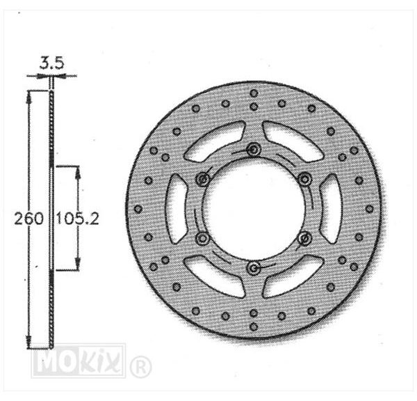 Remschijf Rieju RS1 Race Voor 260x105.2x3.5 IGM