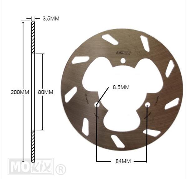 Remschijf Rieju RR/SP Achter 200x80x3.5 IGM