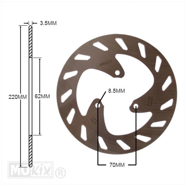 Remschijf Rieju RS3 50-125 Achter 220x62x3.5 IGM