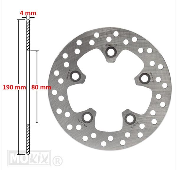 Remschijf SYM EURO-X/JET50 VOOR190x80x4 IGM