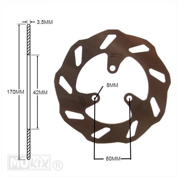 Remschijf Peugeot Kisbee/Ludix Voor 170x42x3.5 IGM
