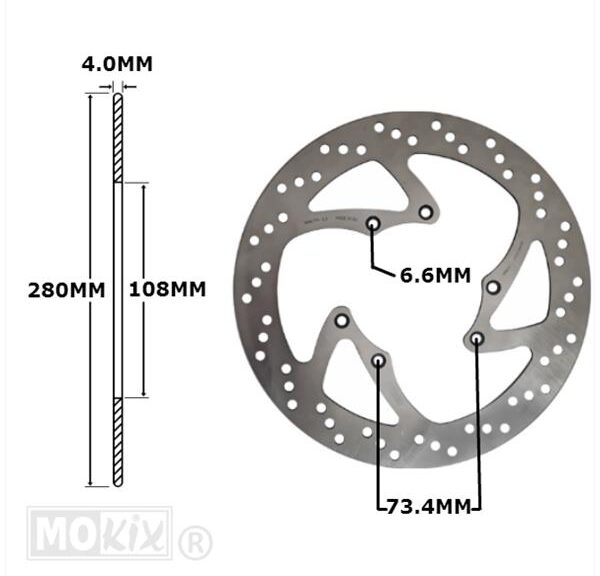 Remschijf Rieju RS3 50-125 Voor 280x108x4.0 IGM
