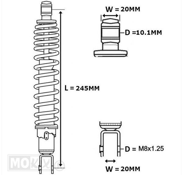 Schokbreker MAL F10 92-08/YESTERDAY 97 Zwart Forsa