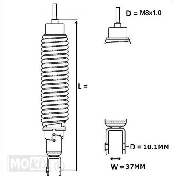 Schokbreker PIA Liberty 50 4T 00-13 Zwart Forsa