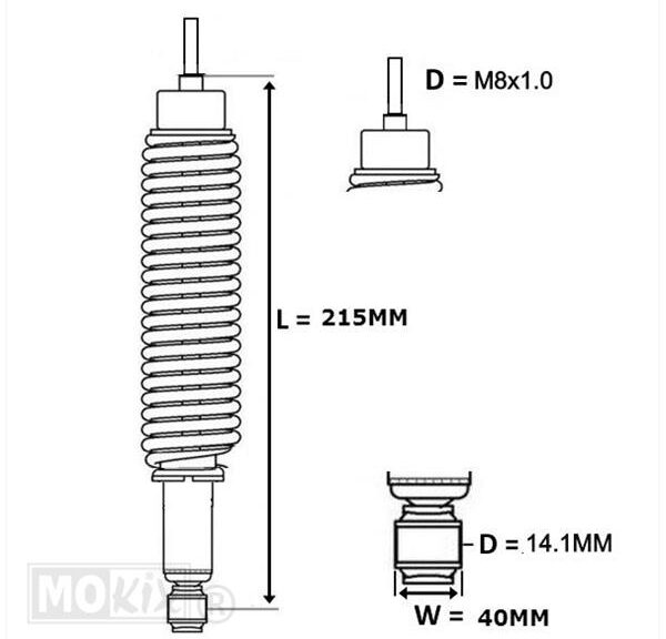 Schokbreker PIA Vespa 67-82/PK 82-89 Zwart Forsa