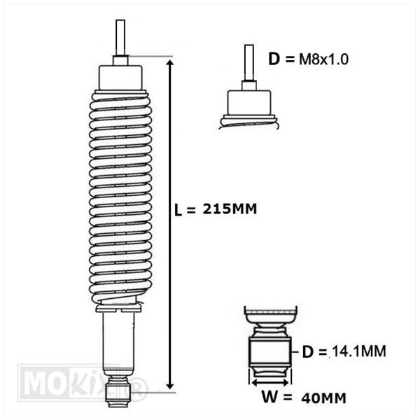 Schokbreker PIA Vespa 67-82/PK 82-89 Zwart Forsa