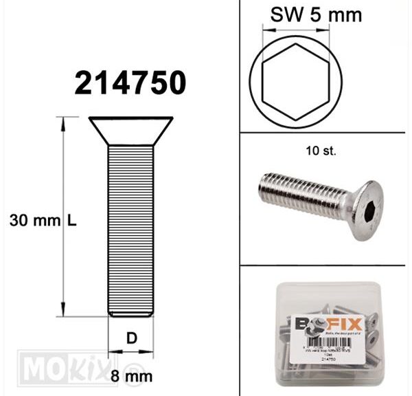 Verzonken Bout Inbus M8x30 RVS (10)