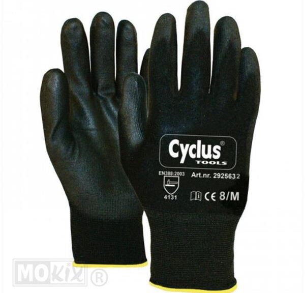 Montagehandschoenen Nylon Zwart/Geel Maat M  (12) - Cyclus